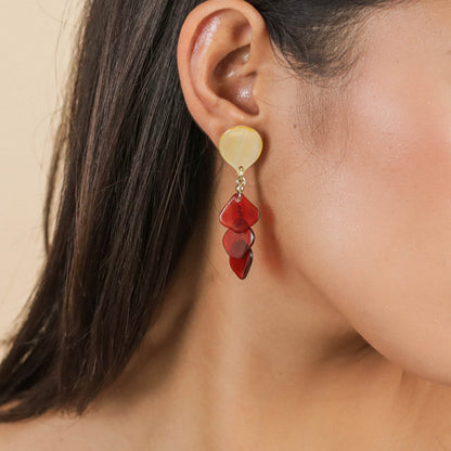 Boucles d'oreilles poussoir 3 pampilles HIBISCUS Nature bijoux