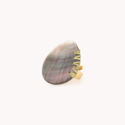 Bague ajustable nacre noir CALLIOPE Nature bijoux