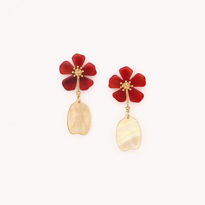 Boucles d'oreilles poussoir pampille HIBISCUS Nature bijoux