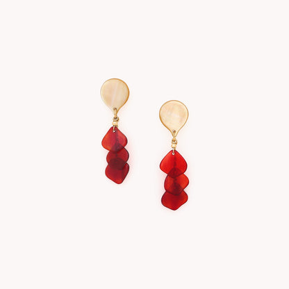 Boucles d'oreilles poussoir 3 pampilles HIBISCUS Nature bijoux