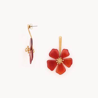 Boucles d'oreilles poussoir fleur HIBISCUS Nature bijoux