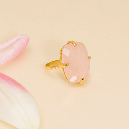 Bague Rectangle Quartz Rose Une à Une