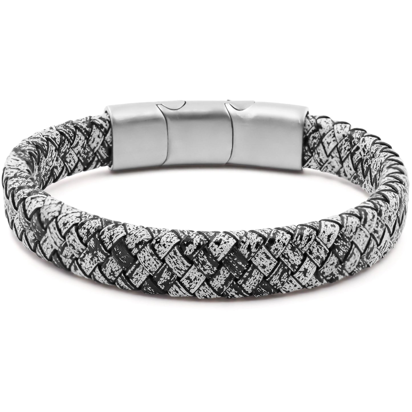 Bracelet Gabin cuir synthétique blanc vieilli